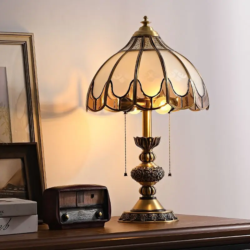 SOFITY European Brass Table Lamp LED Modern Creative Luxury Copper Bedside Desk Light for Home Living Room Bedroom Decor