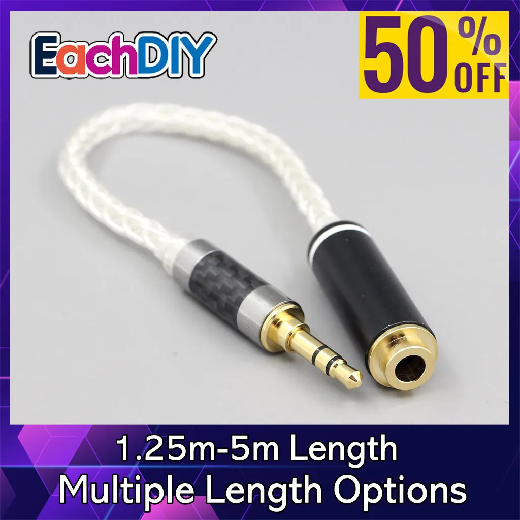 

Various length plugs 8 Cores Pure 99% Silver Headphone Earphone Cable For 3.5mm xlr 6.5 2.5mm male to 4.4mm female LN007464
