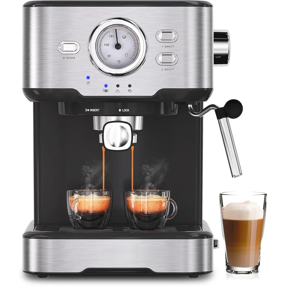 

Espresso Machine High Pressure,Compact Espresso Machines with Milk Frother Steam Wand,Cappuccino & Latte Maker