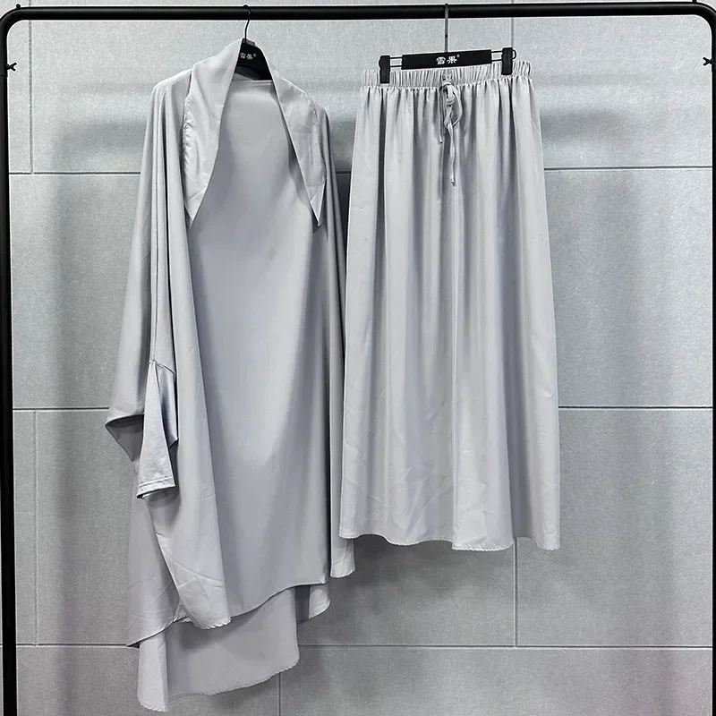 

15 Colors Ramadan Abayas Sets 2 Piece Muslim Women Duit Hijab Dress Prayer Garment Abaya Long Khimar Arab Gown Islamic Clothes