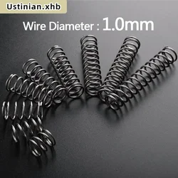 10Pcs 65Mn Spring Steel Return Compression Spring, Wire Diameter: 1.0mm, Diameter: 5-20mm, Length: 10-50mm