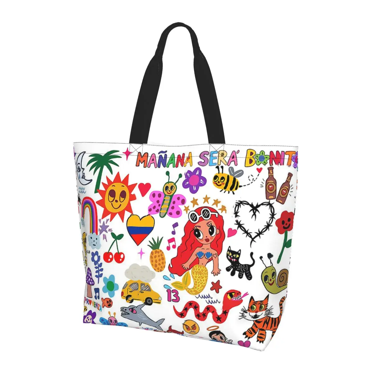 

Karol G Manana Sera Bonito Shopping Tote Bag Canvas Large Capacity Shoulder Bags Shopper Grocery Handbag for Women