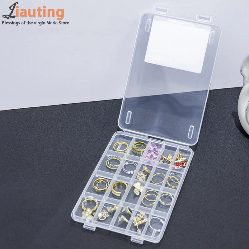 20 Grid Compartment Plastic Transparent Storage Box Nail Drill Jewelry Earring Bead Holder Case Display Organizer Container