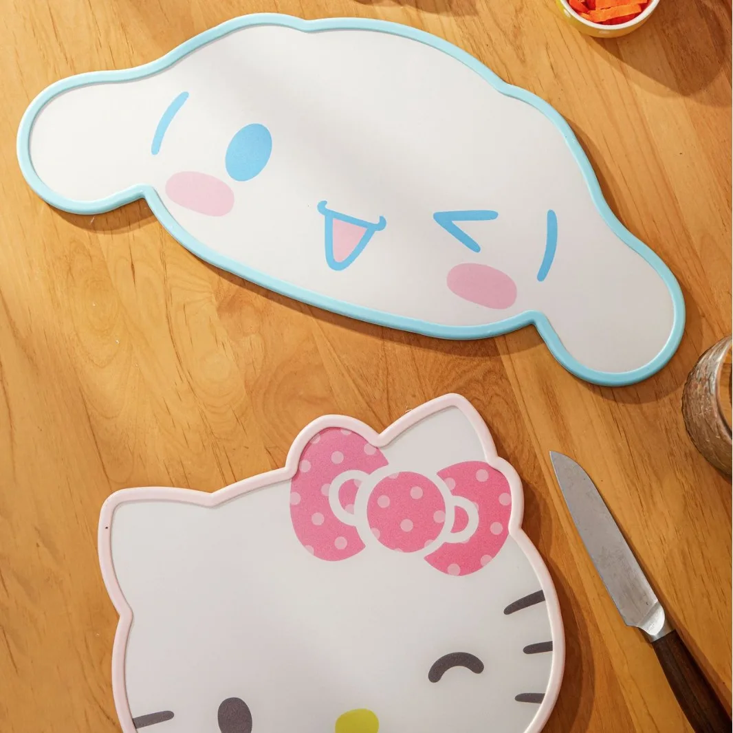 لوح تقطيع كرتوني هالو كيتي العملي من سانريو كورومي ميلودي على شكل خضار وفواكه وطعام على الوجهين لوح تقطيع غير قابل للانزلاق