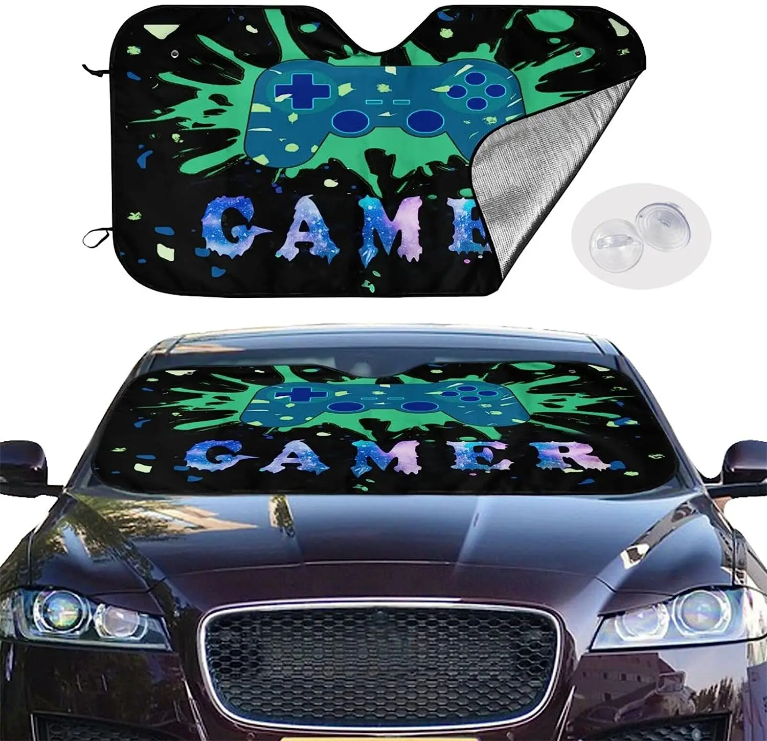 Gamer Gaming Game Windshield Sun Shade for Car,Auto Front Visor Shield Protector Cover Fit Most Car SUV Truck Van 130x70cm