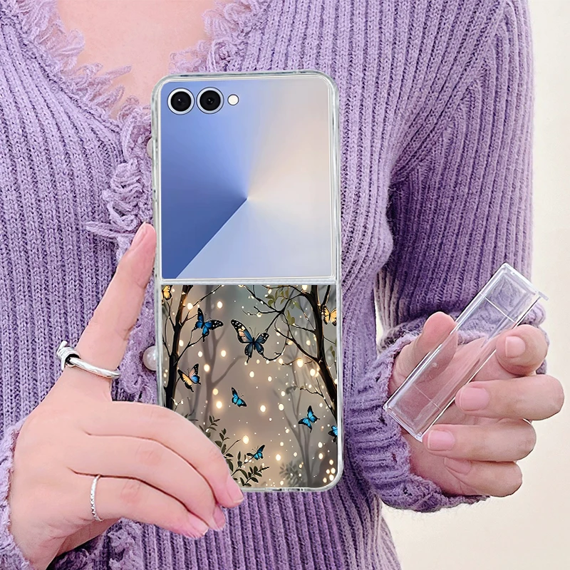 For Samsung Galaxy Z Flip7 FE Flip6 Case Glow In The Dark Butterfly Print Folding Clear Cover For Samsung Galaxy Z Flip 7 5 4 3 view 3
