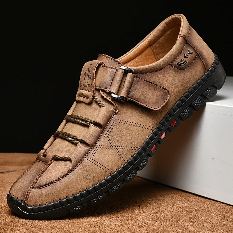 Heren Casual Schoenen Mode Sneakers Echt Lederen Heren Loafers Mocassins Zacht Ademende Rijschoenen Outdoor Wandelschoenen