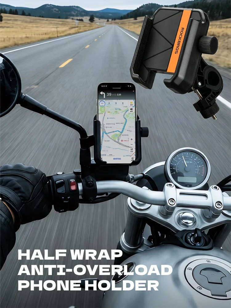 AliExpress ROCKBROS Bike Phone Holder Stand Bicycle Motorcycle Handlebar Mobile Phone Mount Clip GPS Support Shockproof Bracket for 4.7-7.2” Phones