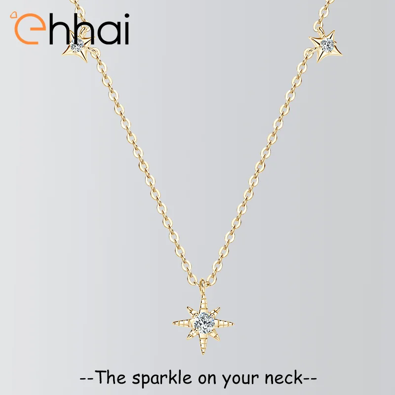 

Ehhai Full Round Cut Moissanite Stars Pendant Necklace Chain for Women S925 Sterling Silver Fine Neck Jewelry Wedding Party Gift