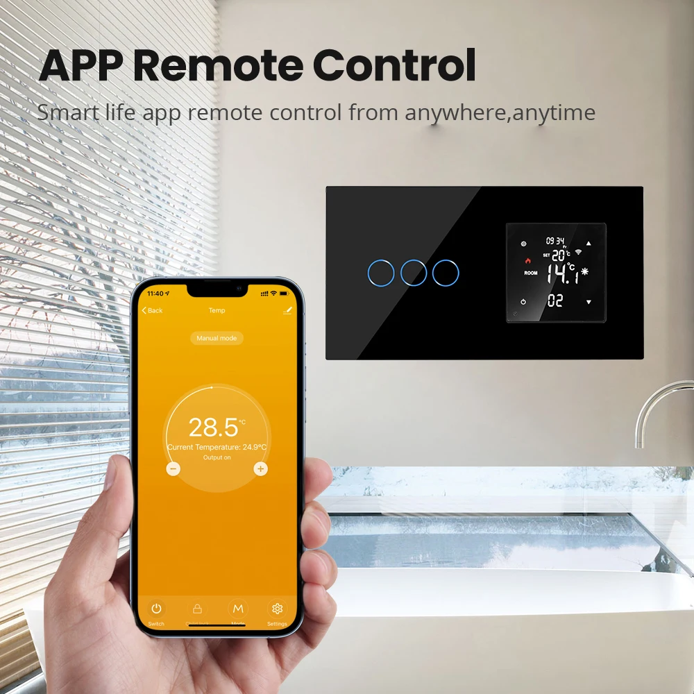 Imagem -04 - Bingoelec Tuya Wifi Interruptor de Toque com Termostato Inteligente Piso Elétrico Aquecimento Água Caldeira Gás Controlador Temperatura para Casa