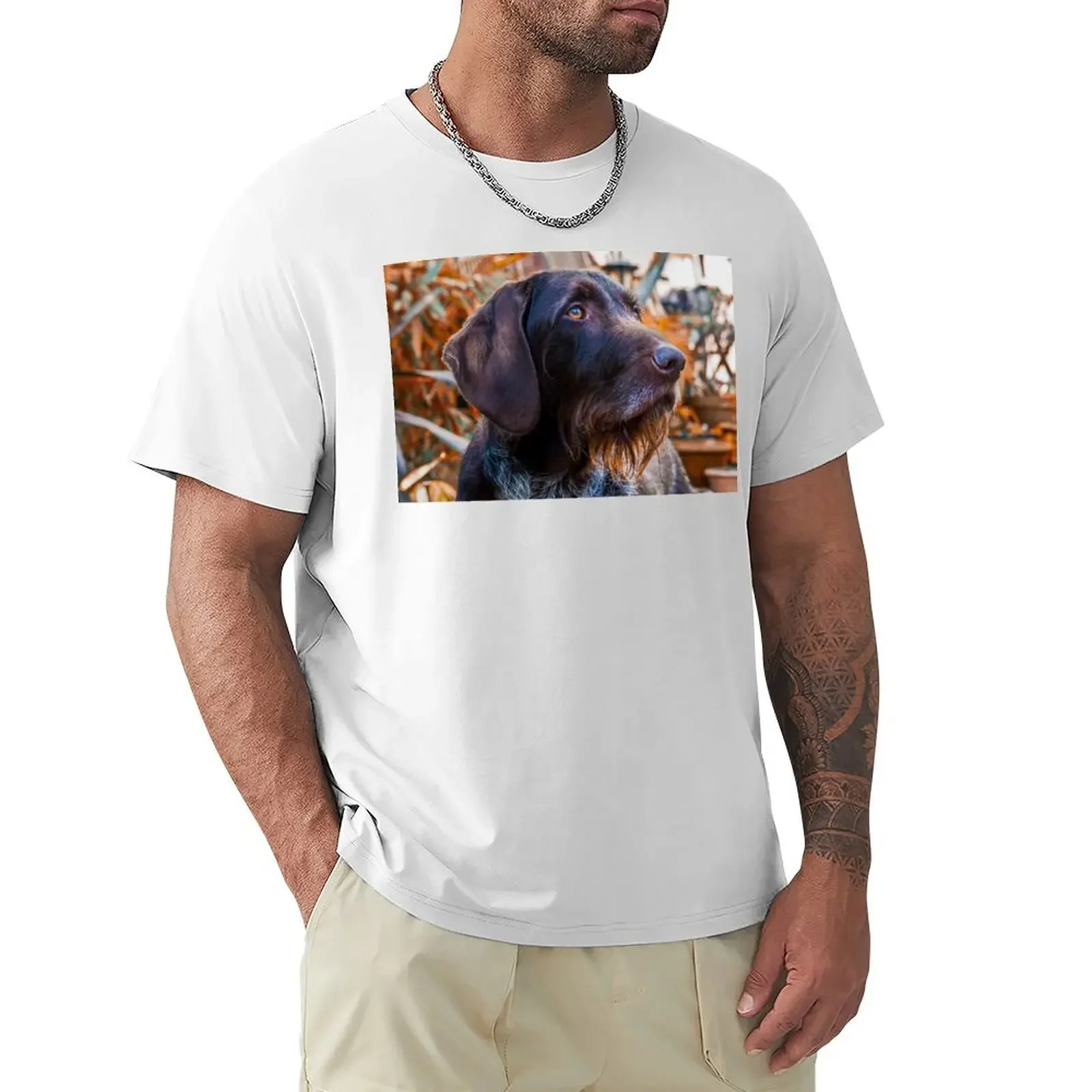 German Wirehaired Pointer Portrait T-Shirt boys animal print vintage clothes graphic tee shirt essential t shirt men t shirt