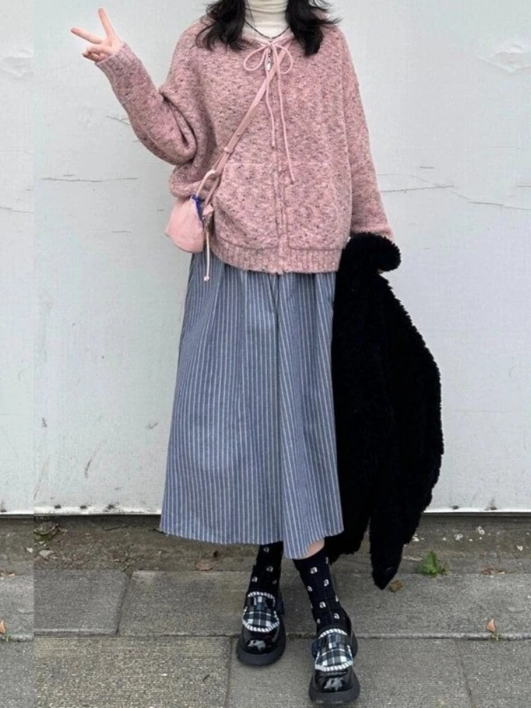 Harajuku doce retalhos camisola com capuz cardigan y2k estética feminina casual zíper solto pull femme outono grunge bolso topos