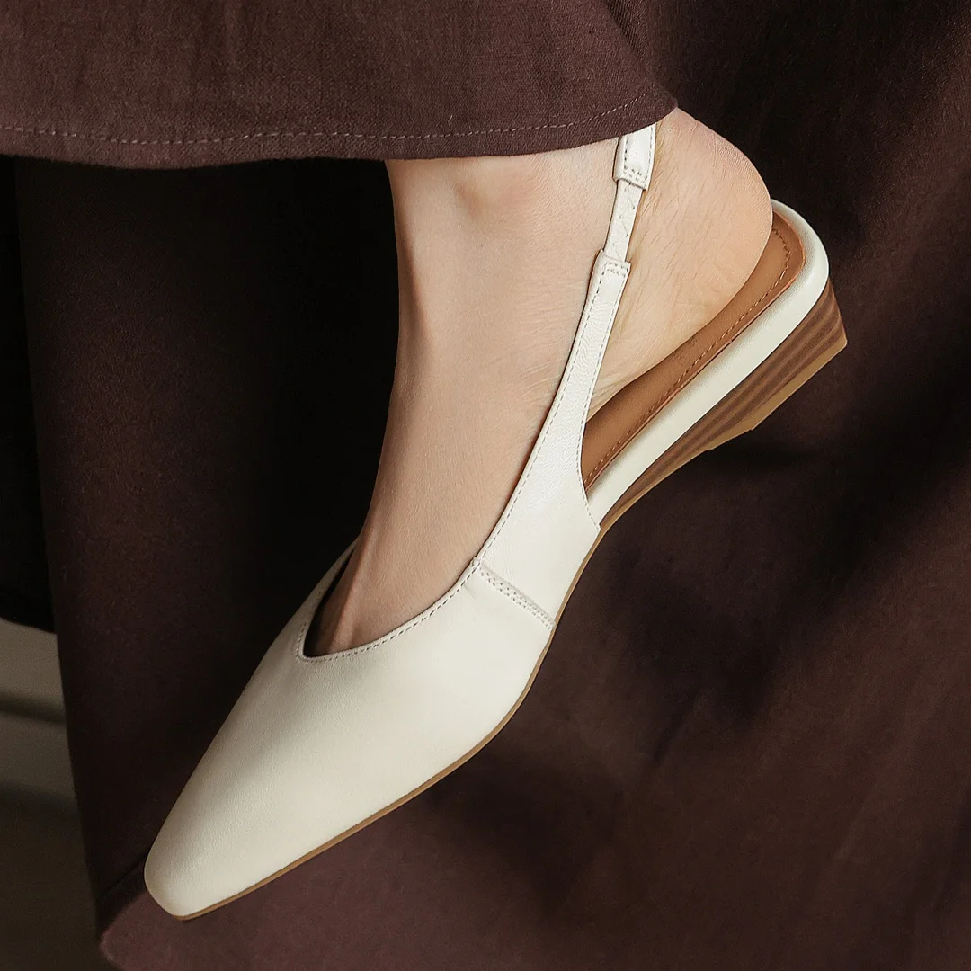 

danxuefei women's genuine leather pointed toe slingback slip-on flats sandals soft comfortable casual female summer daily shoes