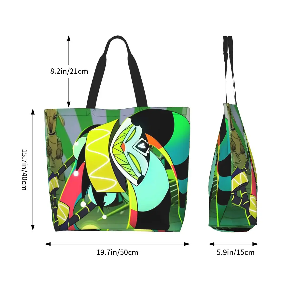 Anime Helluva Boss Fizzarolli Shopping Tote Bag Canvas Large Capacity Shoulder Bags Shopper Grocery Handbag for Women