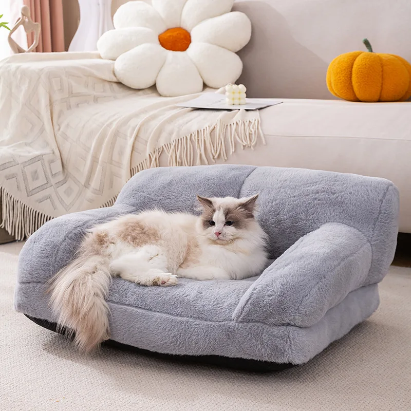 

HYS popular dog cat rabbit velvet sofa medium and small dog open type warm thickened cat nest pet nest