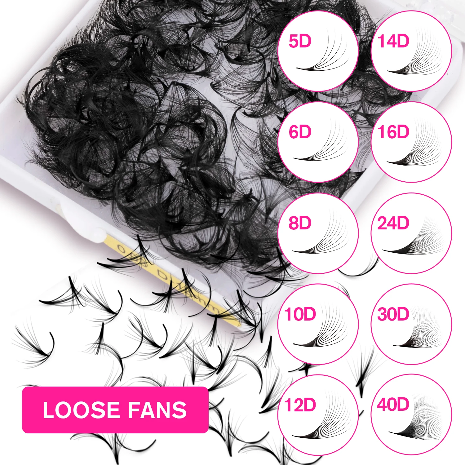 TDANCE 500 Fans Loose Premade Fans 5D 6D 8D 10D Pointy Base Russian Volume Handmade Eyelash Extensions