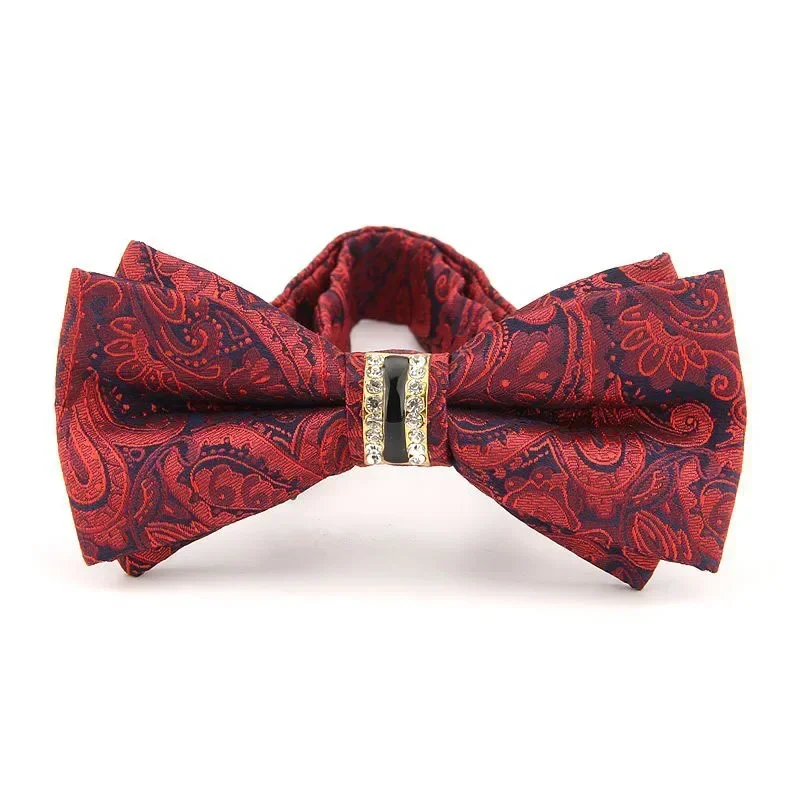 Fashionable men's formal dress Korean version of diamond inlaid wedding bow tie officiant groom groomsman metal bow spot