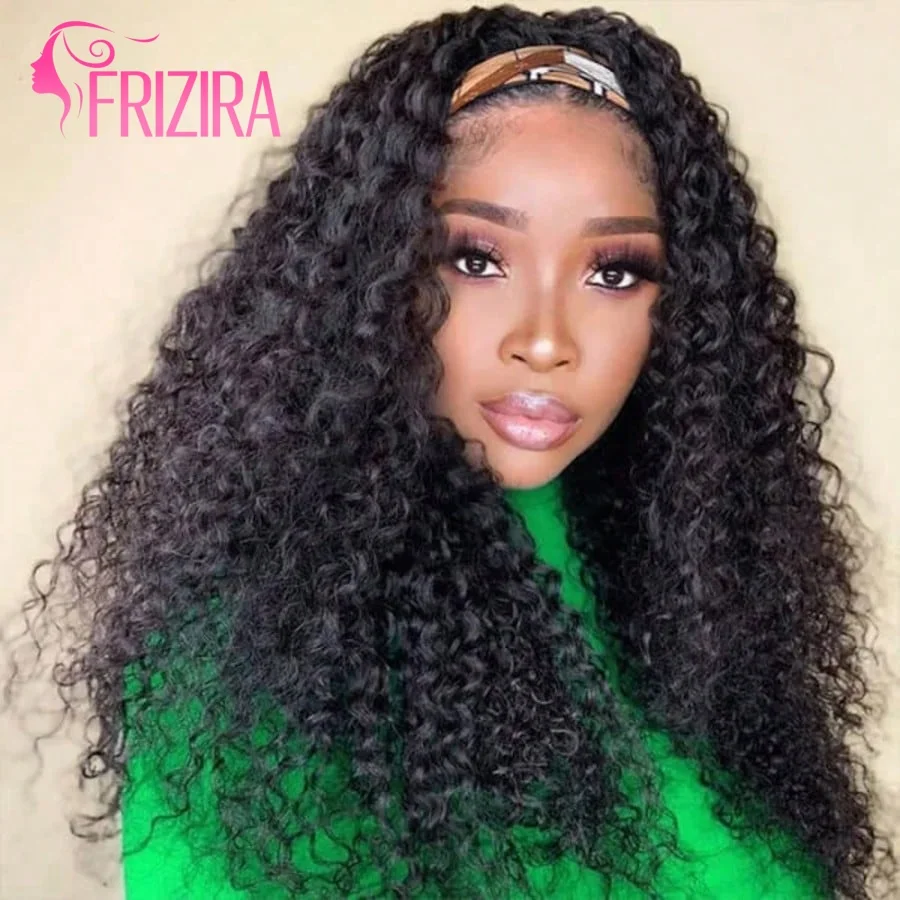 

Headband Wig Human Hair Deep Wave 30 38 Inch Human Hair Headband Wig Glueless Curly Hair Human Hair Wigs None Lace Front Wigs