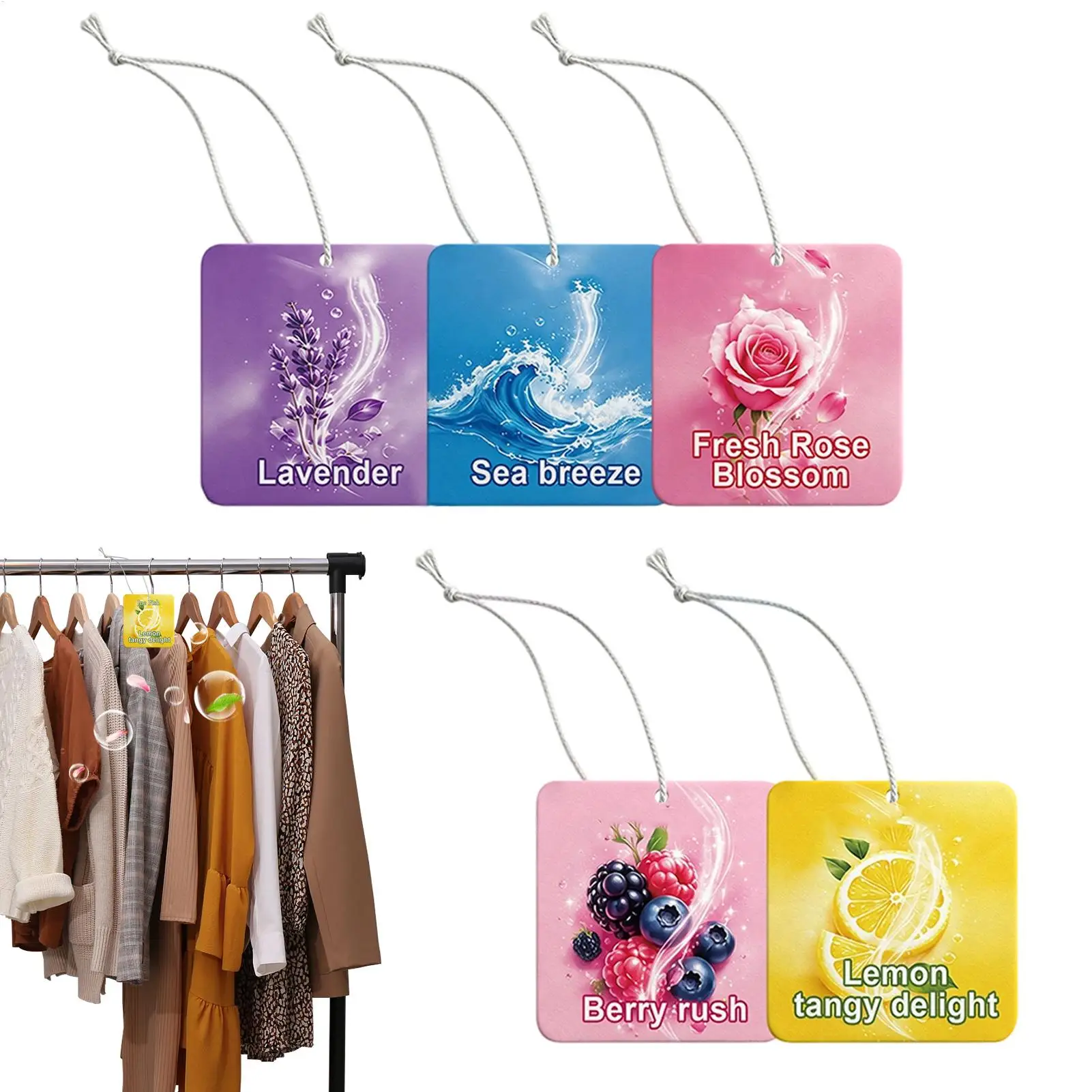 5 Pack Fragrance Sachets Mixed Scent Air Freshener Lavender Ocean Lemon Cherry Rose Closet Car Room Freshener Deodorizer