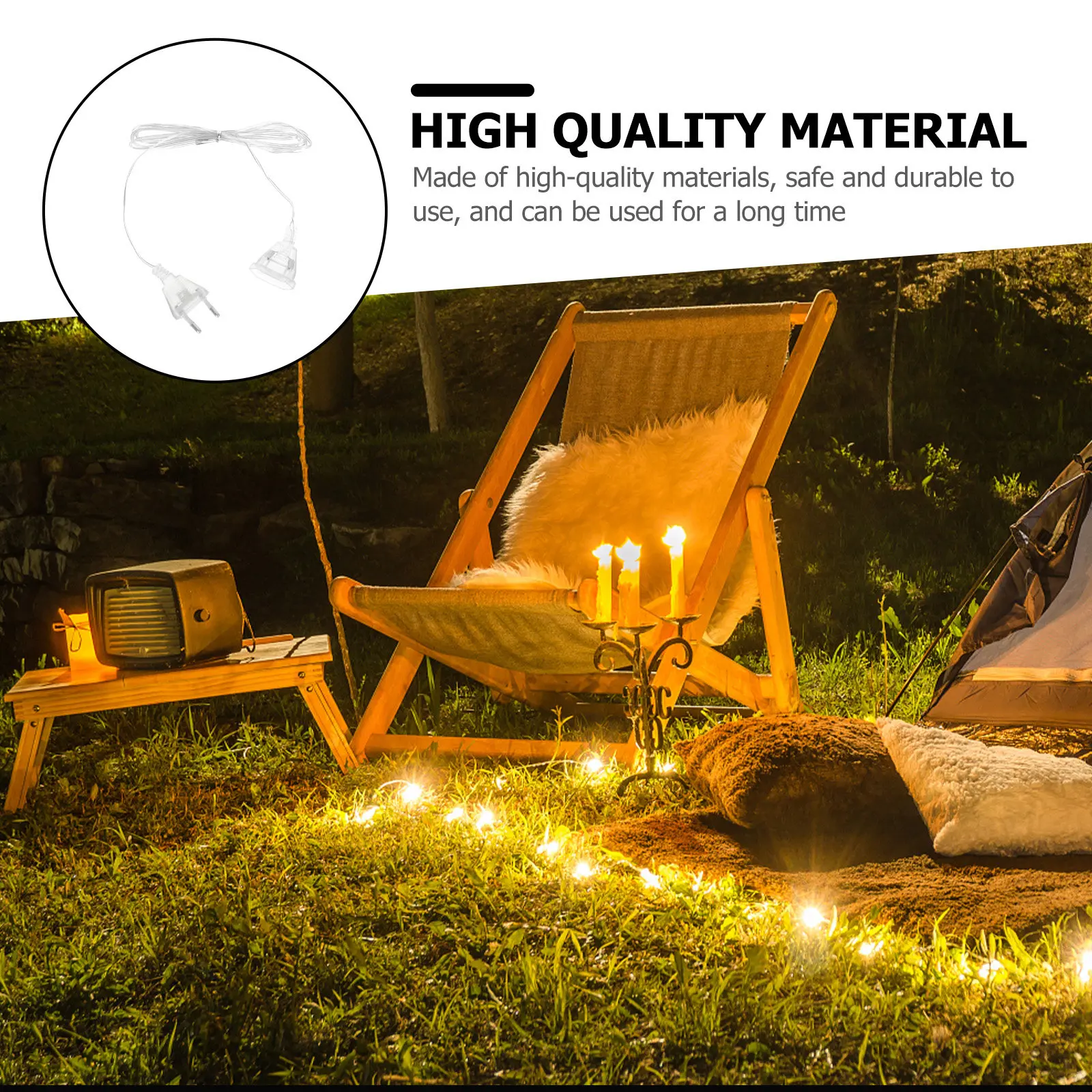 Outdoor Lighting Extension Cord - 2Pcs Plug Cord Extension for Curtain