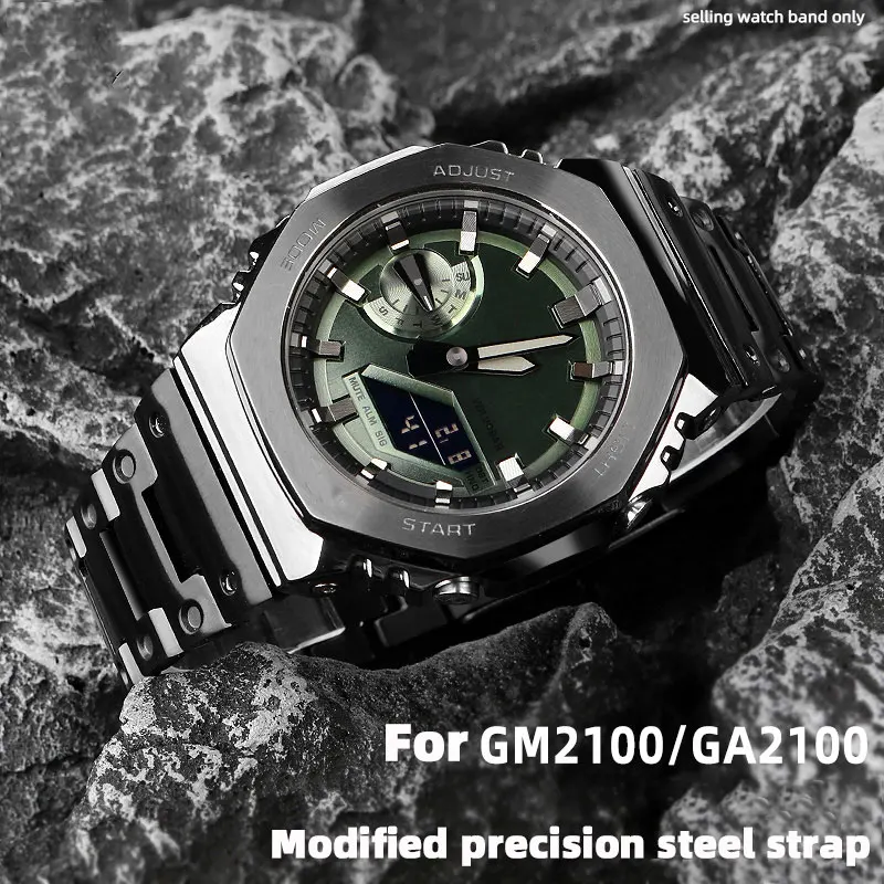 High Quality Solid Stainless steel For Casio G-SHOCK GM-2100/GA2100  watchband Men\'s Watch Strap Folding buckle Bracelet