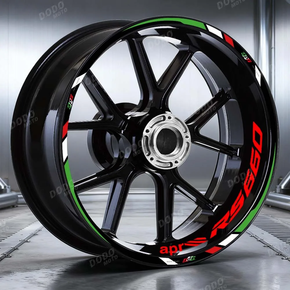 

Для мотоцикла RS660 2025 2022 2021: Светоотражающие наклейки на внутренний обод шины, полосы на 17-дюймовые колеса, водонепроницаемые.