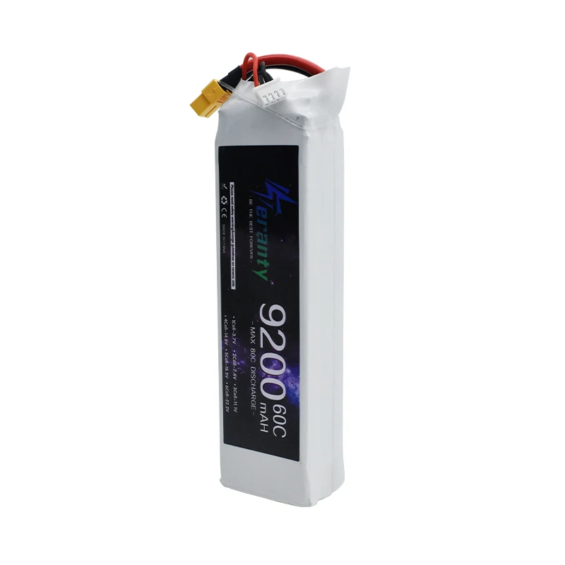 Imagem -05 - Teranty-lipo Bateria de Lítio para Carro de Corrida rc Drones Modelo Barcos Avião Fpv com Conector Xt60 11.1v 3s 9200mah 60c