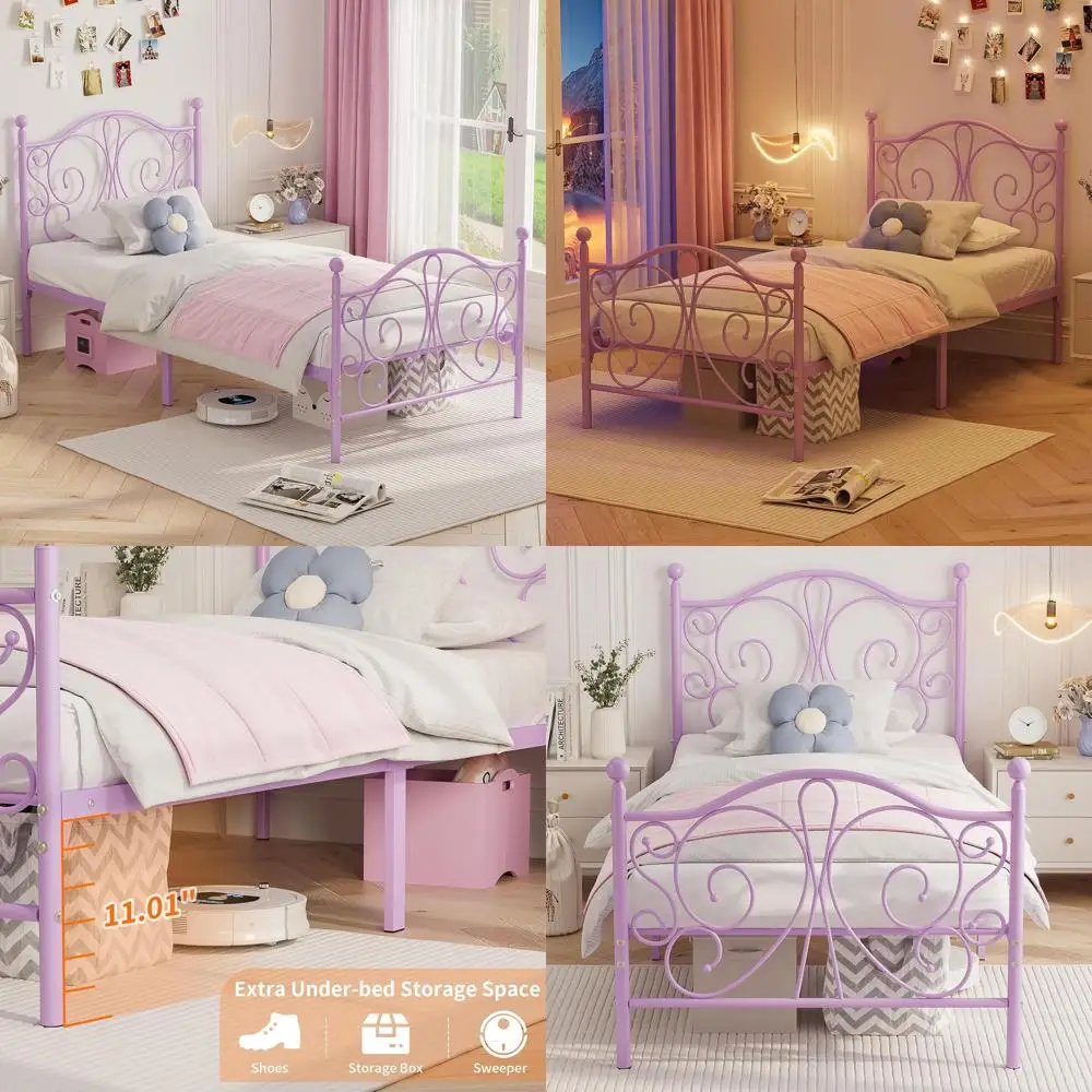 

Durable Twin Bed with Metal Platform, Easy Assembly, No Box Spring Required