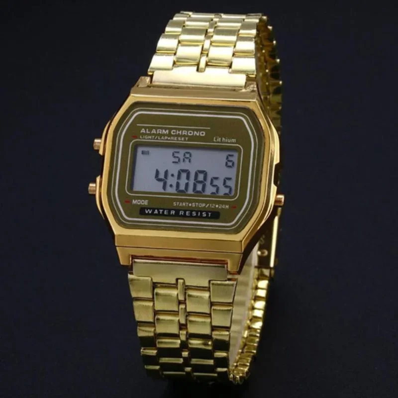 Women Men Watch Gold Silver Vintage LED Digital Sports Military Wristwatches Electronic Digital Present Gift Male Promotion image 2
