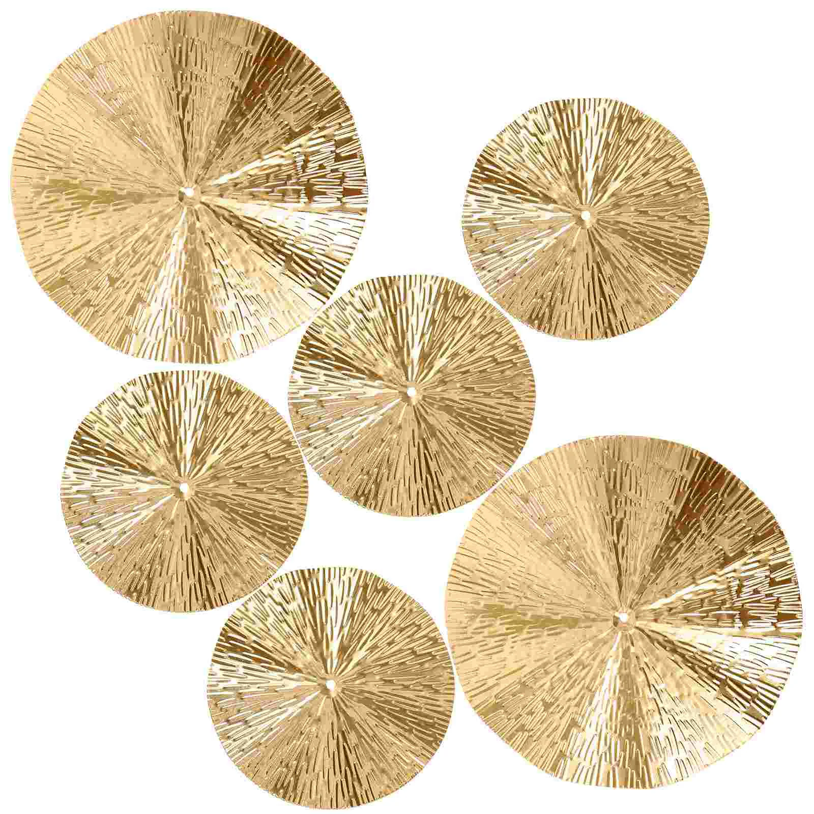 6 Pcs Wave Sunglasses Wall Decor Home Vintage Gold Gift Mirror Accent Circle Metal Bathroom Office