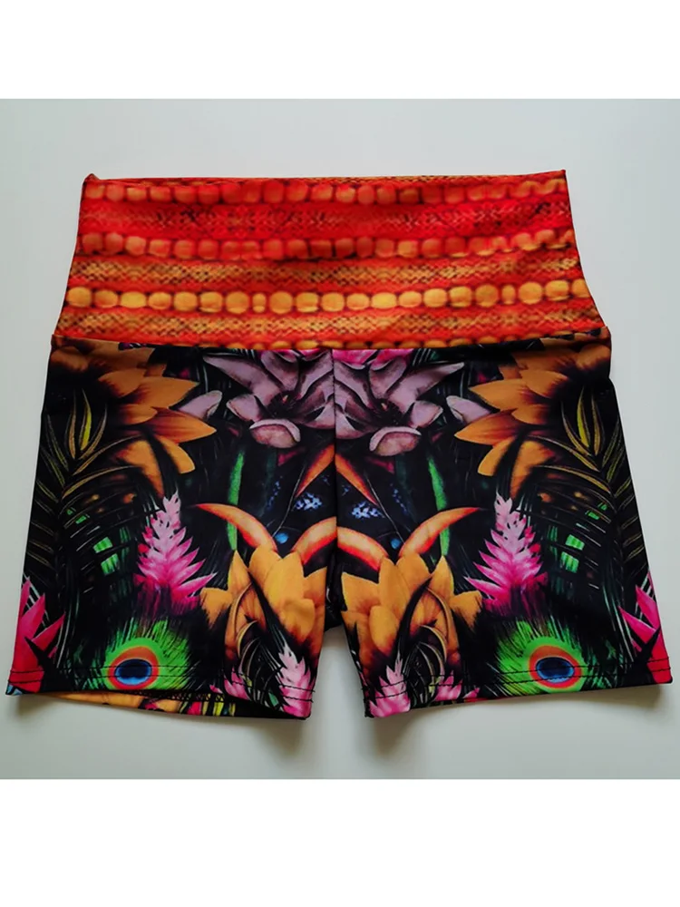 Damen Sommer Shorts Sonnenblumen feder digital gedruckt Stretch elastisch lässig Fitness unten atmungsaktiv weiblich