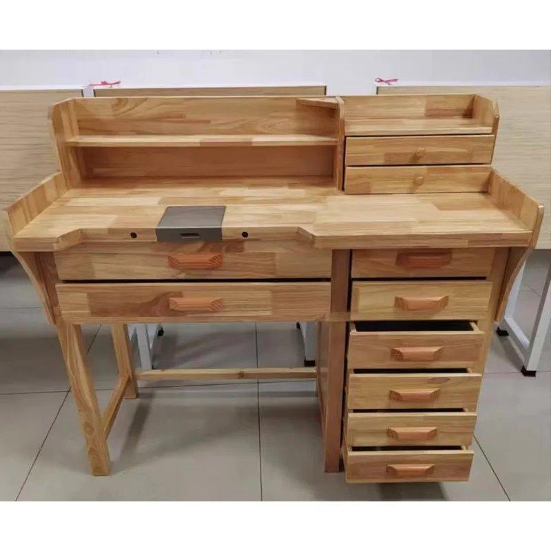 High-quality solid wood multi-purpose jeweler wood workbench for storing tools and equipment