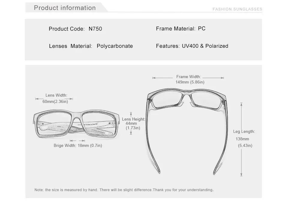 KINGSEVEN Beliebte Mode Neue Sommer Sonnenbrille UV400 Quadratischen Rahmen Polarisierte Männer/Frauen Anti-glare Fahren Outdoor Brillen – Detail 2
