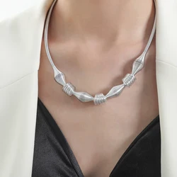 Hip-hop Rock Punk Style Spring Shape Necklaces For Women 18k Gold Plated Waterproof Non Tarnish Women's Chunky Necklace In Brass