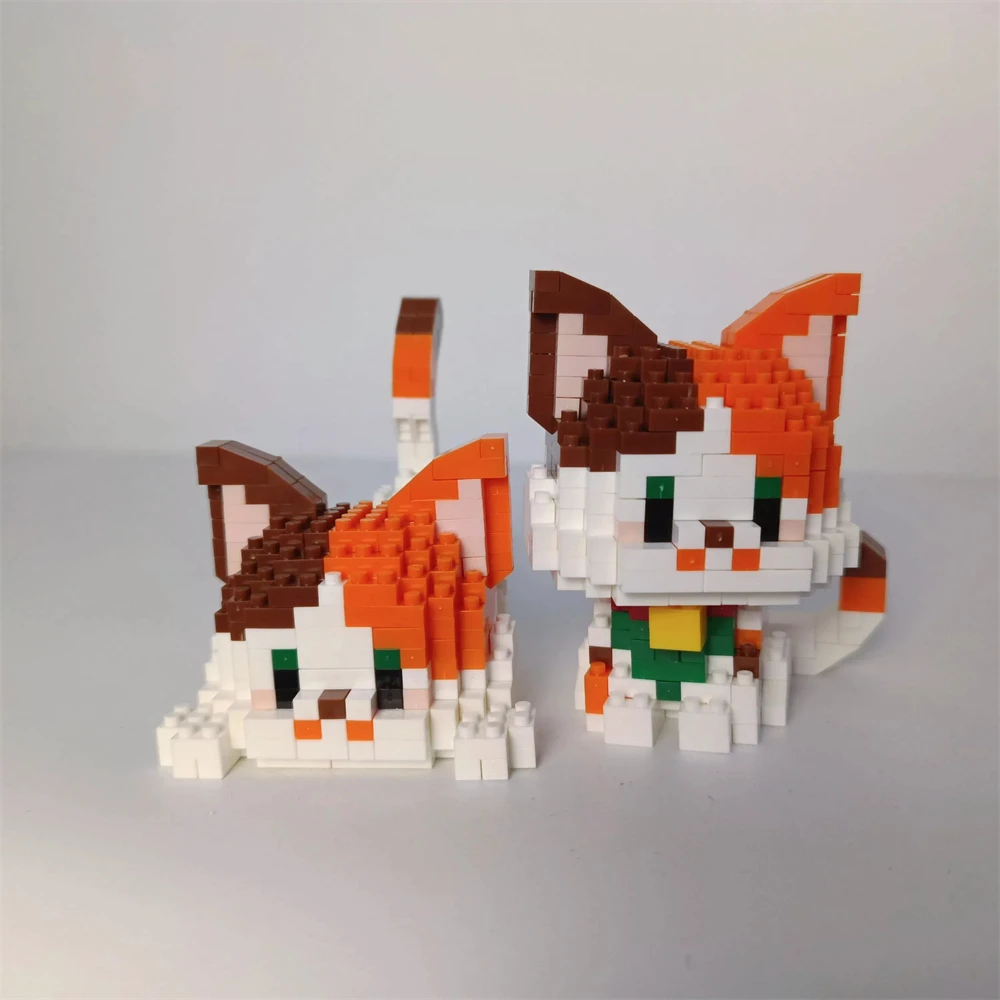 Dual Form Katze Form Haustier Serie Modell Micro Mini Bausteine Spielzeug Taschenformat Niedlichkeit Haustier Katze Display Dekor Gut für Mädchen
