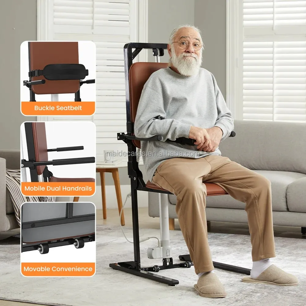 Mateside Heavy Duty Electric Floor Lift Chair Steel Frame 440lbs Capacity Safety Equipment For Elderly Bathroom Transfer