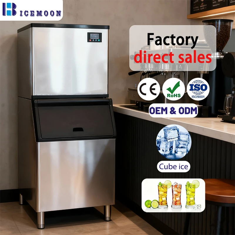 Ice Maker Factory 150kg Stainless Steel Ice Cube Maker With Compressor For Hotels Cafes Commercial Use PLC Core Components