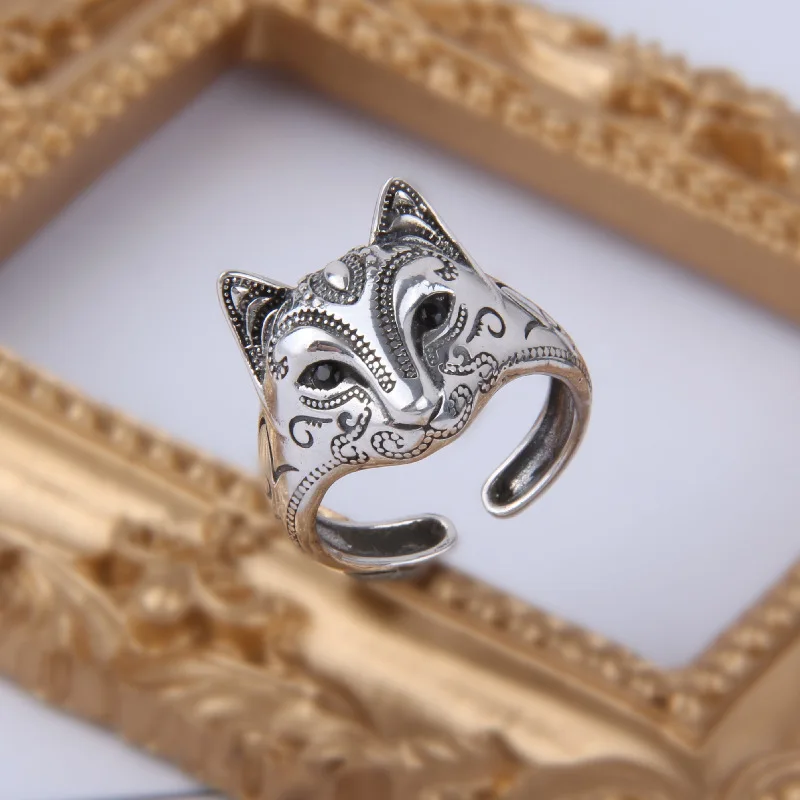

Buyee 925 Sterling Silver Female Ring Finger Cute Fox Open Ring Women Fashion Animal Fine Jewelry Circle Gift