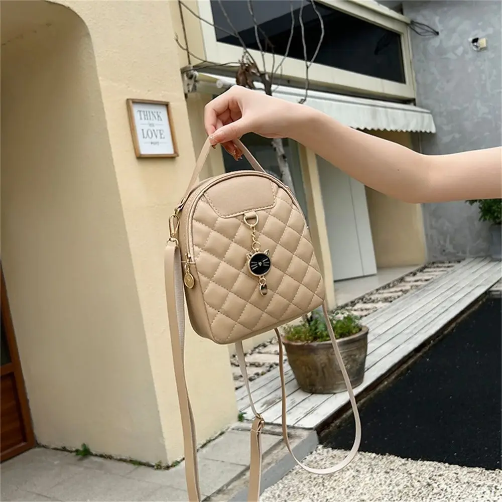 Fashion Small Backpack Women Girls Shoulder Bags Grids PU Leather Bag Mini School Bags Casual Rucksack