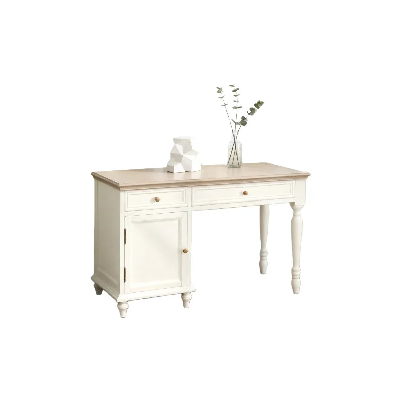 

White all solid wood desk 1.2 meters with cabinet computer desk study room home bedroom study desk