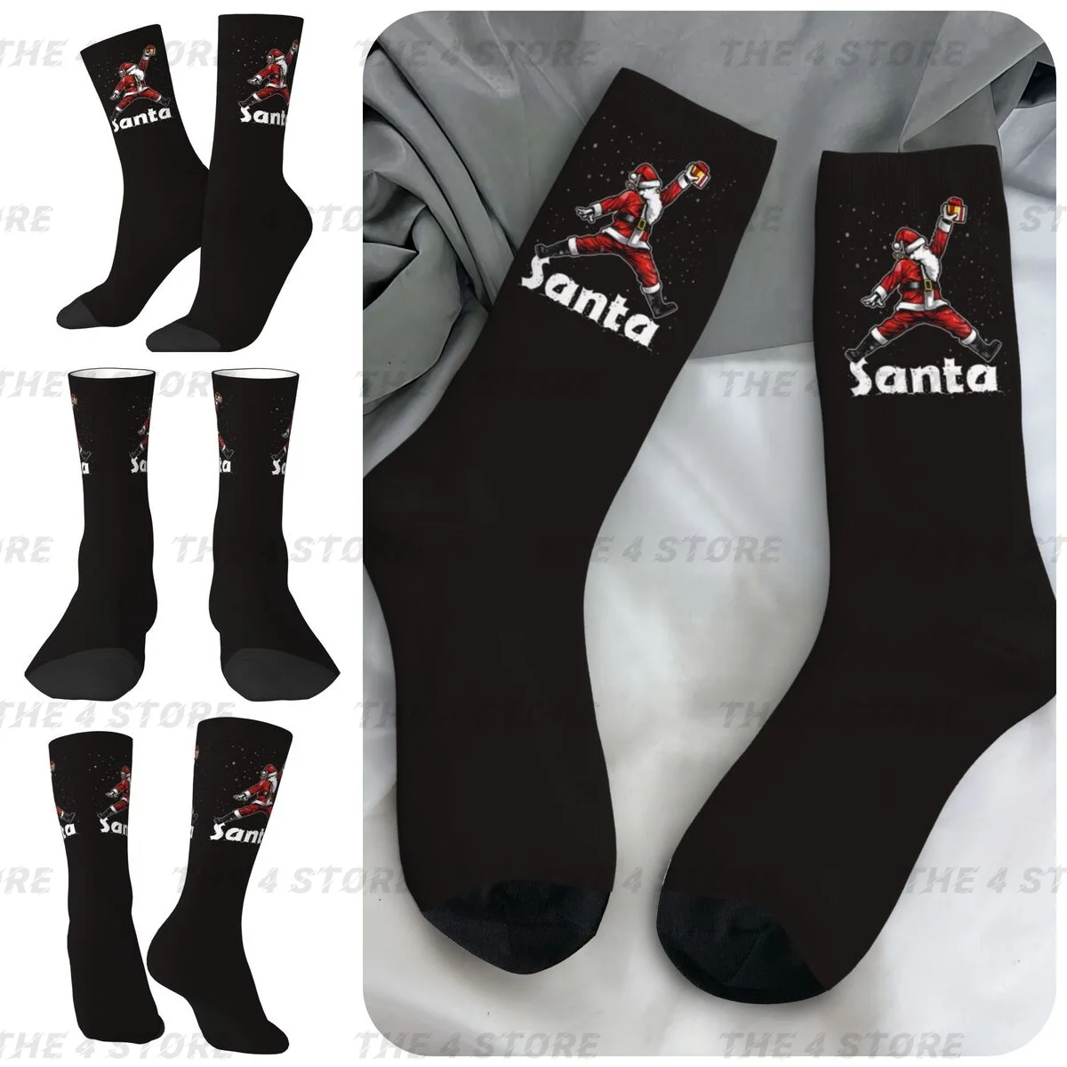 

Funny Christmas Santa Claus High elasticity polyester fiber cosy Unisex Hiking Happy 3D color printing Socks