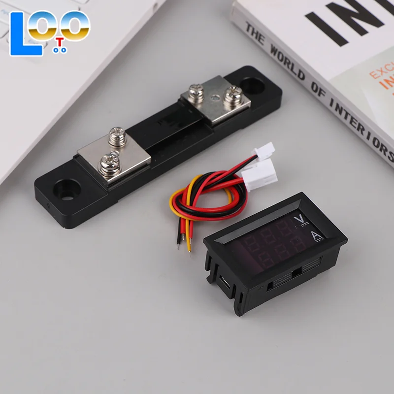 Mini voltímetro Digital, amperímetro DC 0-100V 50A Amp, medidor de corriente de voltaje, Detector, probador, pantalla LED Dual de 0,28 ", indicador + derivación