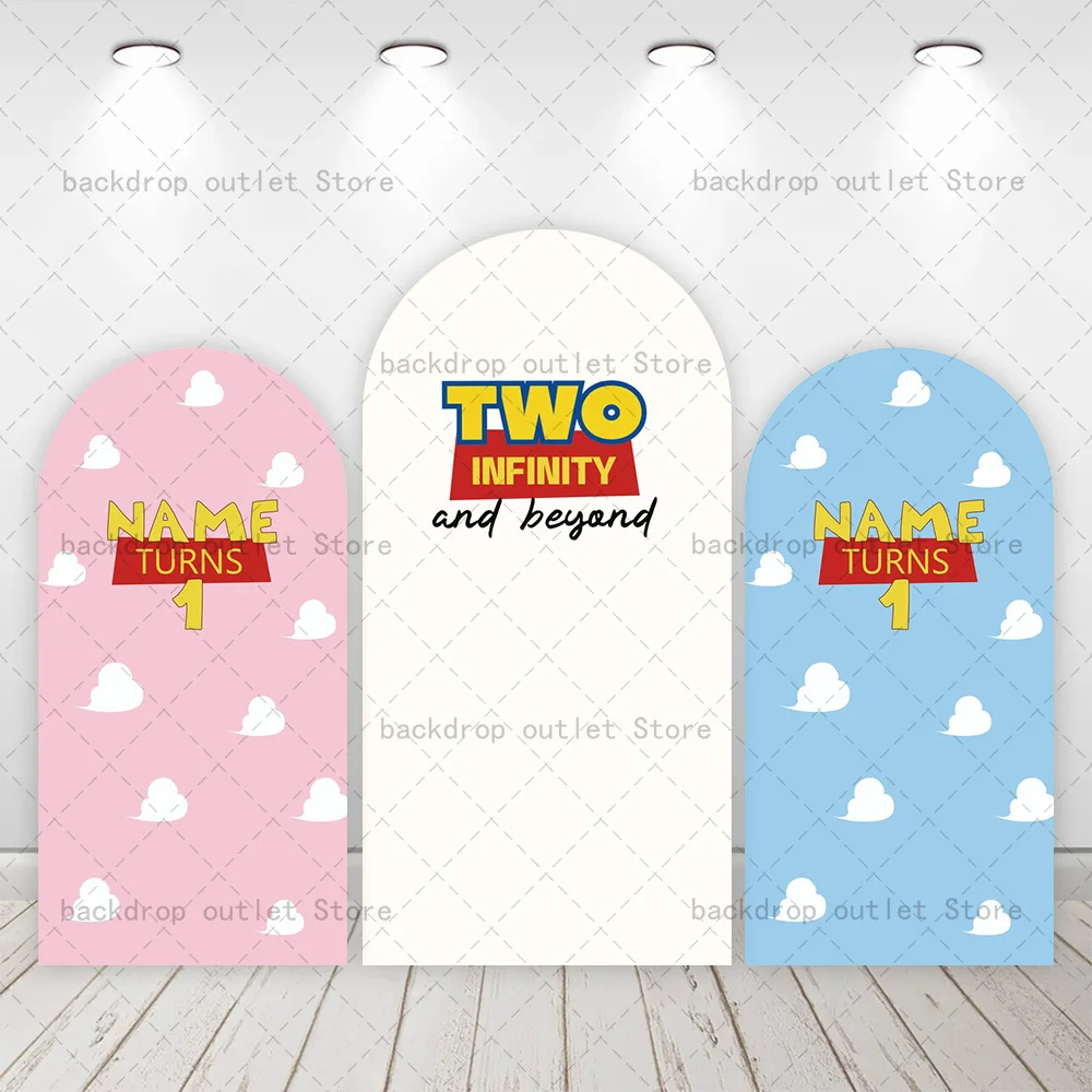 

Mehofond Cartoon Clouds Custom Arch Cover Photo Backdrop Kids Baby Birthday Party Baby Shower Photography Background