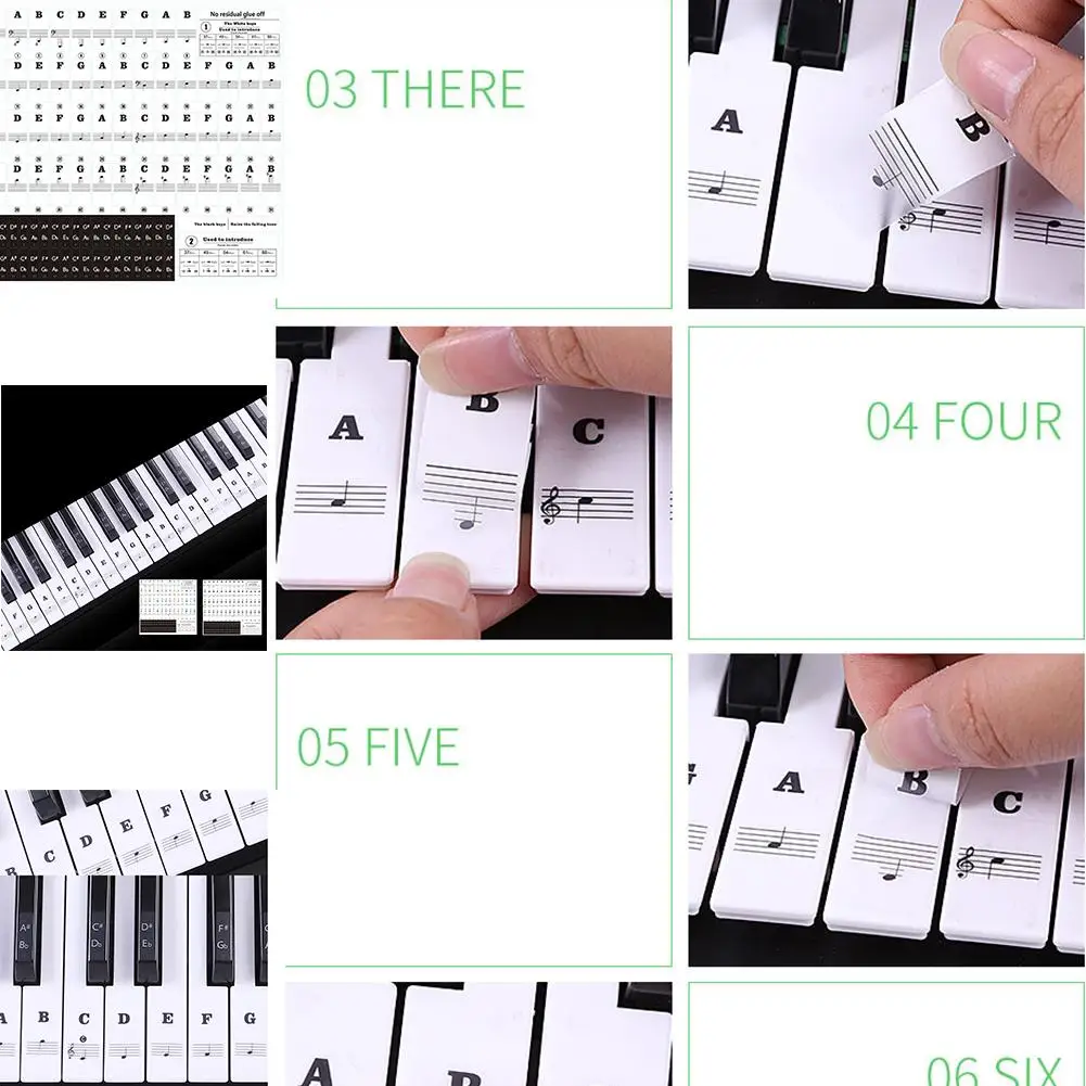 Transparent Piano Keyboard Stickers 88 Keys Detachable Music Decal Notes Electronic Piano Piano Spectrum Sticker Symbol