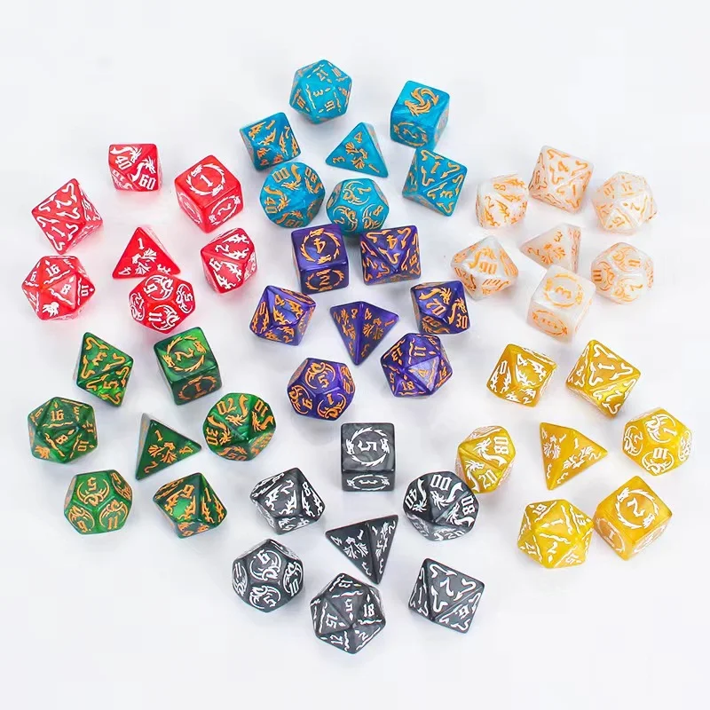 2024 New 7-Piece One Set Dice Multi Sided Dice Set Dice Entertainment Supplies