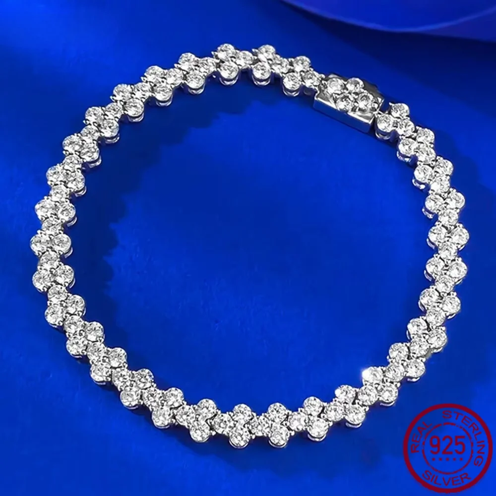 Yaranyan Sparkling 100% 925 Sterling Silver Lab Sapphire Gemstone Anniversary Gifts Bracelets Bangle Fine Jewelry Wholesale