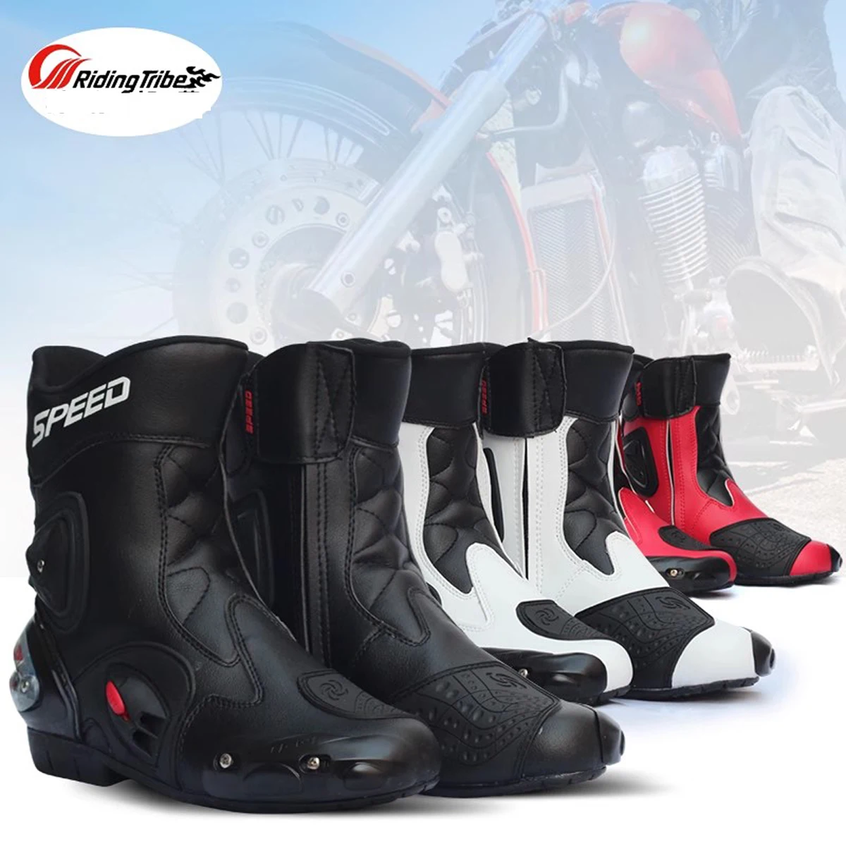 

Мотоциклетные гоночные туфли премиум-класса Pro-Biker для мужчин и женщин — кожаные гоночные ботинки для скоростных езды на велосипеде, мотокросса и по бездорожью