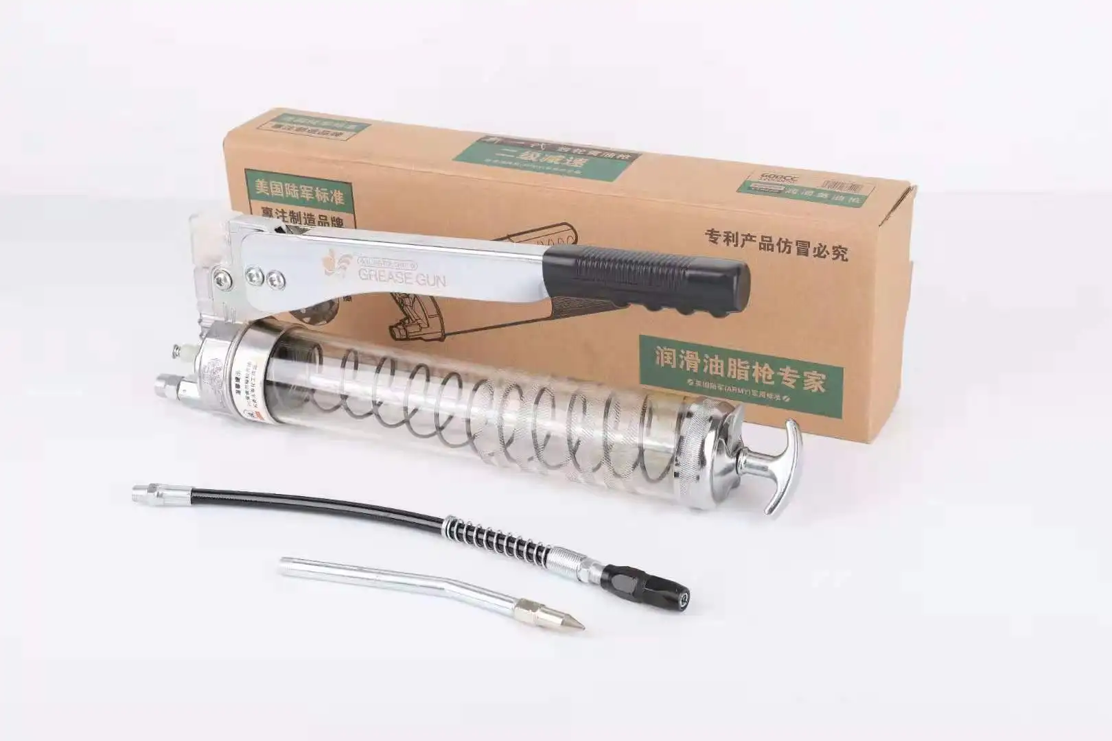 High Quality Manual Grease Air Gun in 400cc 500cc 600cc 800cc Capacities Steel Nozzle