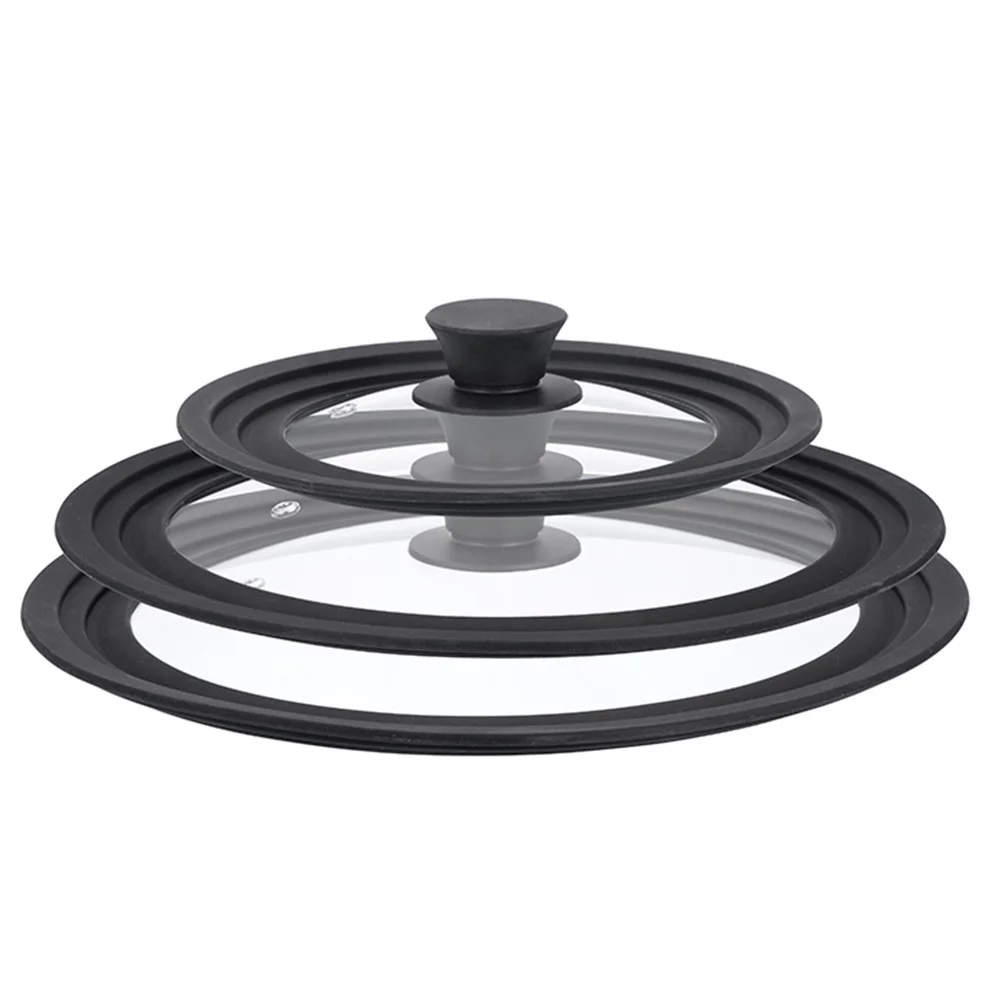 

Universal Pot Lid Tempered Glass Heat Resistant Silicone Rim Fits 26cm 28cm 30cm Pots Pans Anti Oil Splash Cover