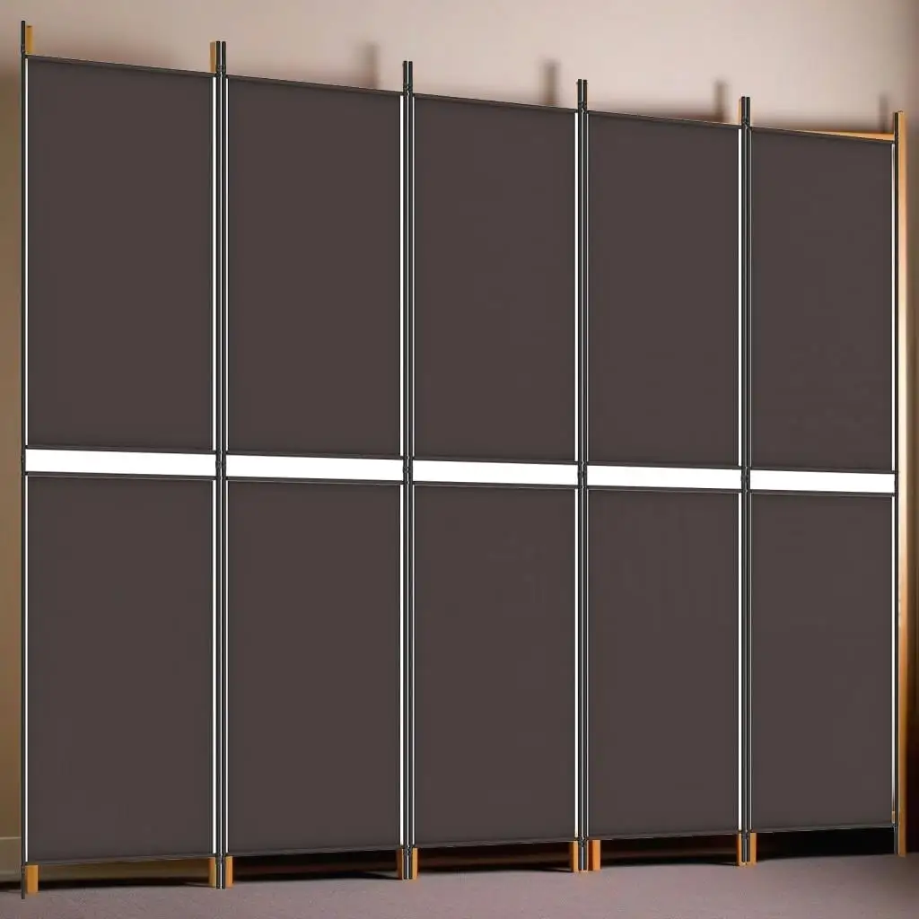 Brown 6-Panel Room Divider - 118.1x86.6 Fabric Screen for Home Decor &